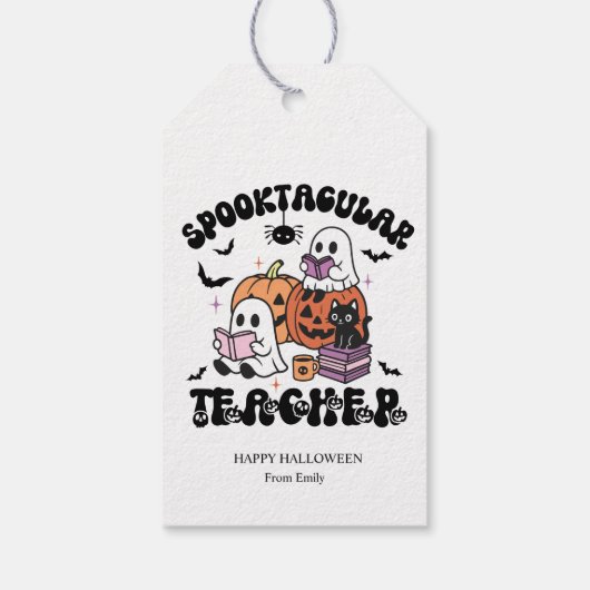 Aangepaste Spooktacular Teacher Halloween Cadeaulabel (Achterkant)