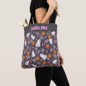 Aangepaste Spooky Ghosts Coquette Roze Bogen Hallo Tote Bag (Dichtbij)