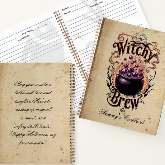 Aangepaste Spooky Halloween Black Script Witch Notitieboek