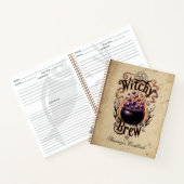Aangepaste Spooky Halloween Black Script Witch Notitieboek (Binnen)