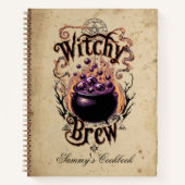 Aangepaste Spooky Halloween Black Script Witch Notitieboek (Voorkant)