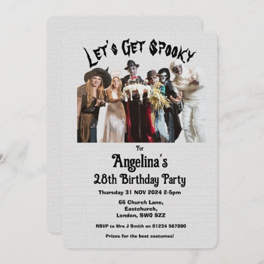 Aangepaste Spooky Halloween Verjaardag Kostuumfees Kaart (Voorkant / Achterkant)