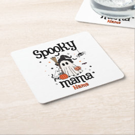 Aangepaste Spooky Mama Halloween - Ghost, Cat, Pum Kartonnen Onderzetters