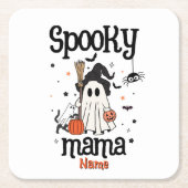 Aangepaste Spooky Mama Halloween - Ghost, Cat, Pum Kartonnen Onderzetters (Voorkant)