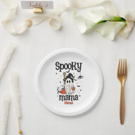 Aangepaste Spooky Mama Halloween - Ghost, Cat, Pum Papieren Bordje
