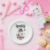 Aangepaste Spooky Mama Halloween - Ghost, Cat, Pum Papieren Bordje (Feest)