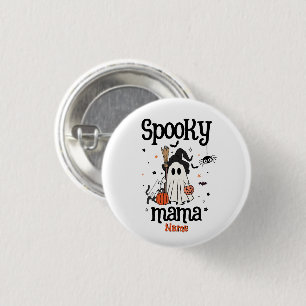 Aangepaste Spooky Mama Halloween - Ghost, Cat, Pum Ronde Button 3,2 Cm