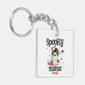 Aangepaste Spooky Mama Halloween - Ghost, Cat, Pum Sleutelhanger (Voorkant Links)