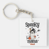 Aangepaste Spooky Mama Halloween - Ghost, Cat, Pum Sleutelhanger (Voorkant)