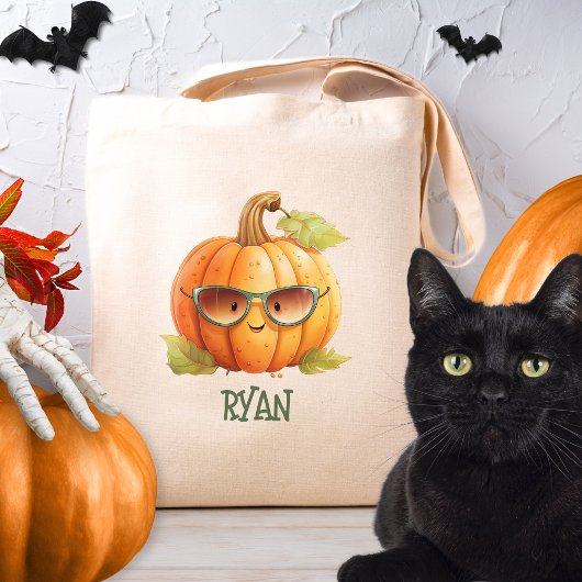 Aangepaste Spooky Pompoen Schattigee Waterverf Hal Tote Bag