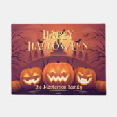 Aangepaste Spooky Pompoenen Happy Halloween Deurmat (Voorkant)