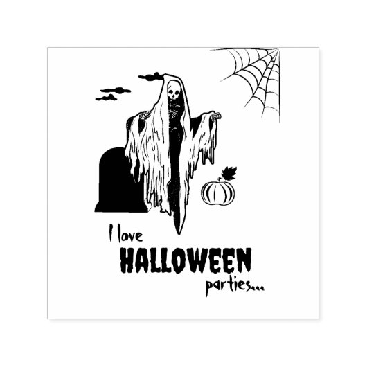 Aangepaste Spooky Scary Skeleton Grappig Halloween Zelfinktende Stempel (Design)