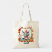 Aangepaste Spooky Schattigee Fox Pumpkin Patch Hal Tote Bag (Achterkant)