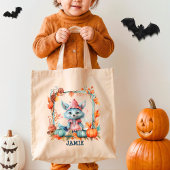 Aangepaste Spooky Schattigee Fox Pumpkin Patch Hal Tote Bag
