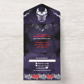 Aangepaste Spooky Skeleton Halloween Party All In One Uitnodiging (Binnenkant)