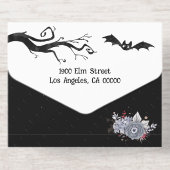 Aangepaste Spooky Skeleton Halloween Party All In One Uitnodiging (Achterzijde)