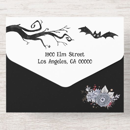 Aangepaste Spooky Skeleton Halloween Party All In One Uitnodiging (Achterzijde)