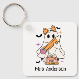 Aangepaste Spooky Teacher Club Halloween Ghost Tea Sleutelhanger