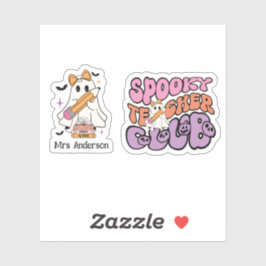 Aangepaste Spooky Teacher Club Halloween Ghost Tea Sticker