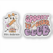 Aangepaste Spooky Teacher Club Halloween Ghost Tea Sticker (Voorkant)