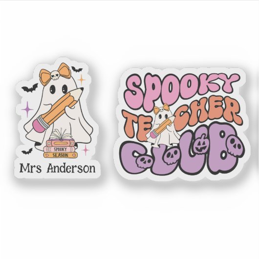 Aangepaste Spooky Teacher Club Halloween Ghost Tea Sticker (Voorkant)