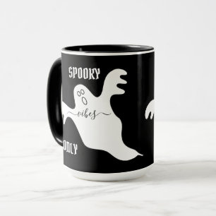 Aangepaste SPOOKY VIBES ALLEEN Geest Halloween Zwa Mok