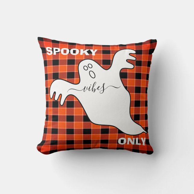 Aangepaste SPOOKY VIBES ALLEEN Geest Herfst Buffal Kussen (Voorkant)