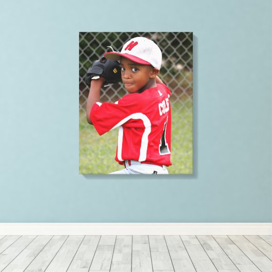 Aangepaste sporingsspeler Athlete Foto Wrapped Can Canvas Afdruk (Insitu (Houten vloer))