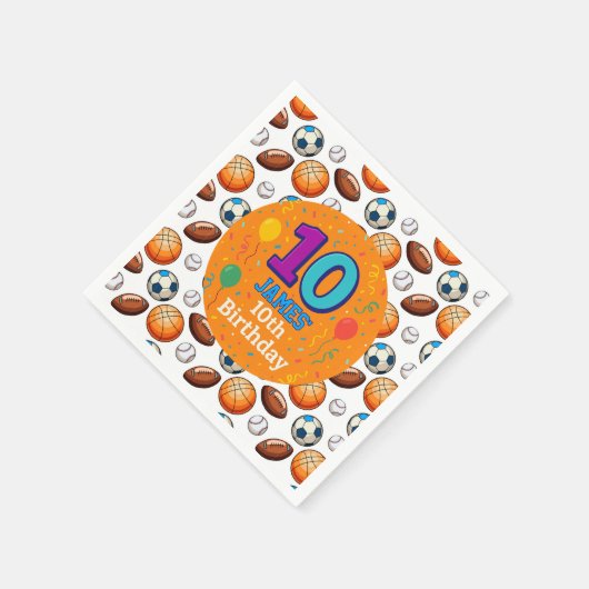 Aangepaste Sport 10e Verjaardag Party Servetten (Hoek)