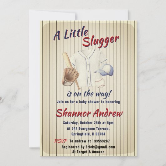 Aangepaste  Sport Baseball Boy Baby shower Kaart (Voorkant)