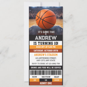 Aangepaste sport basketbal ticket verjaardag  kaart