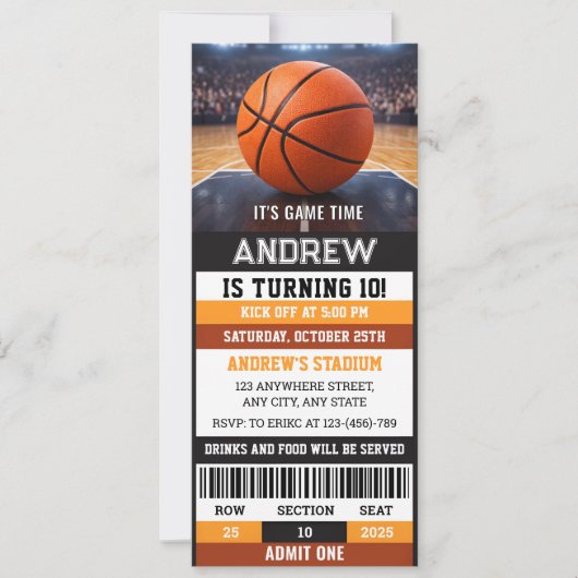 Aangepaste sport basketbal ticket verjaardag  kaart (Voorkant)