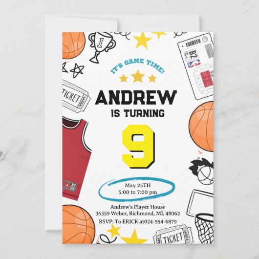 Aangepaste Sport Basketbal Verjaardag Kaart (Voorkant)