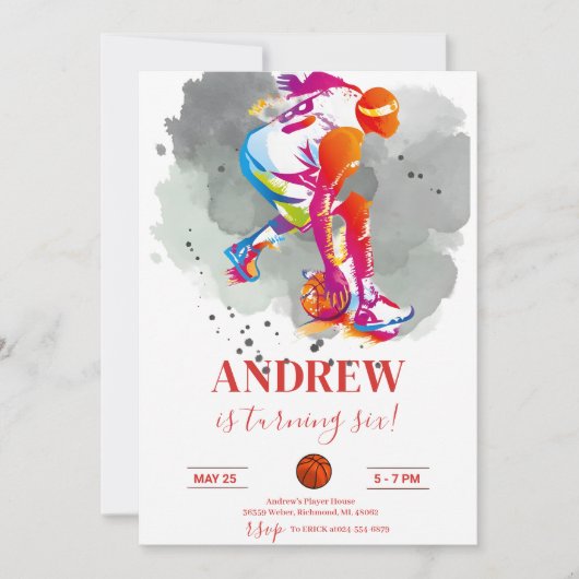 Aangepaste Sport Basketbal Verjaardag Kaart (Voorkant)