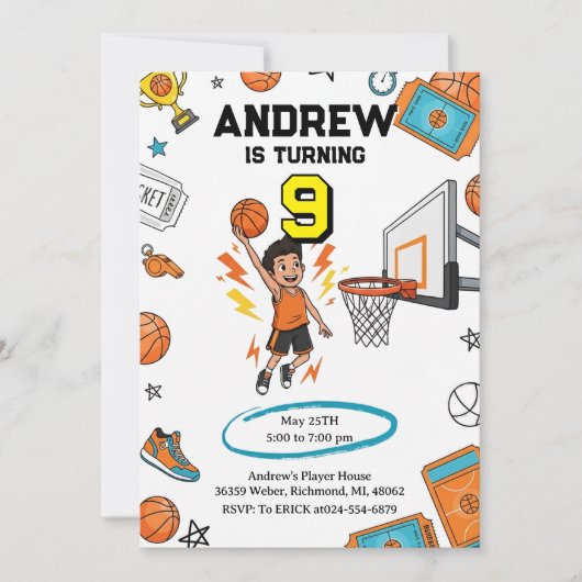 Aangepaste sport basketbal verjaardag kaart (Voorkant)