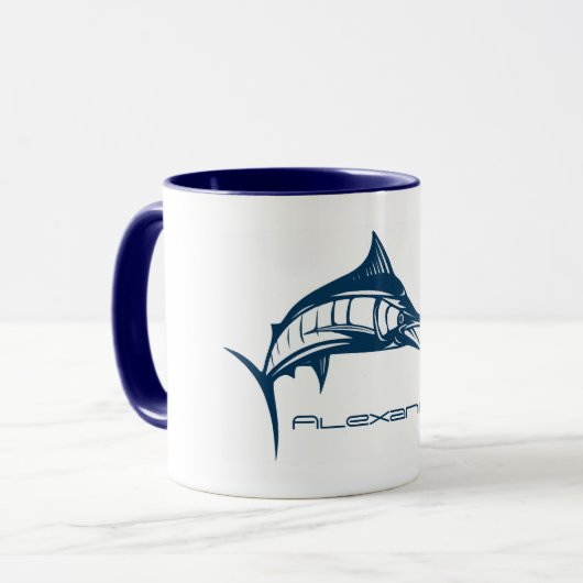 Aangepaste sport Gevist | Pompelblauwe zwaardvis Mok (Voorkant links)