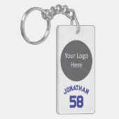 Aangepaste Sport Team Logo & Naam Jersey Nummer Bl Sleutelhanger (Voorkant Links)