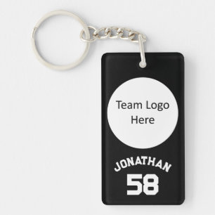 Aangepaste Sport Team Logo & Naam Jersey Nummer Bl Sleutelhanger
