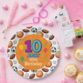 Aangepaste Sport Thema 10e Verjaardag Papier Borde Papieren Bordje (Feest)