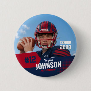 Aangepaste sportartikelen voor seniorenavond voetb ronde button 5,7 cm