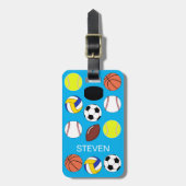 Aangepaste sportballen Blauw Bagagelabel (Voorkant verticaal)