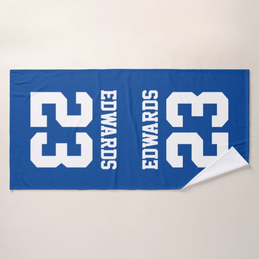 Aangepaste sporten genummerd met naam badhanddoek (Badhanddoek)