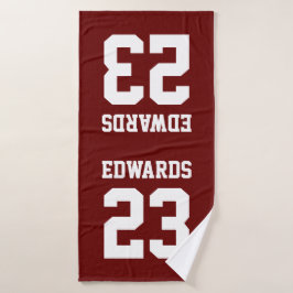 Aangepaste sporten genummerd met naam badhanddoek