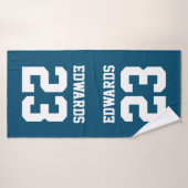 Aangepaste sporten genummerd met naam badhanddoek (Badhanddoek)