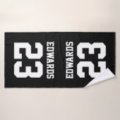 Aangepaste sporten genummerd met naam badhanddoek (Badhanddoek)