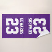 Aangepaste sporten genummerd met naam badhanddoek (Badhanddoek)