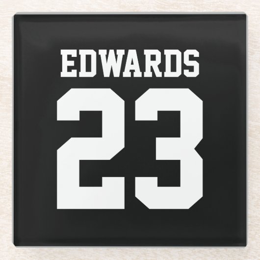 Aangepaste sporten genummerd met naam glazen onderzetter (Voorkant)