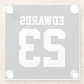 Aangepaste sporten genummerd met naam glazen onderzetter (Achterkant)