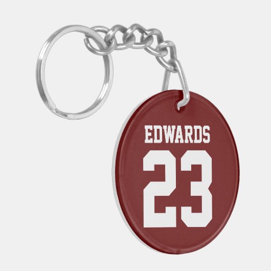 Aangepaste sporten genummerd met naam sleutelhanger (Voorkant Links)