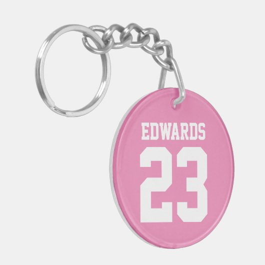 Aangepaste sporten genummerd met naam sleutelhanger (Voorkant Links)
